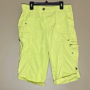 Chico's Yellow/Green Cargo Bermuda Shorts